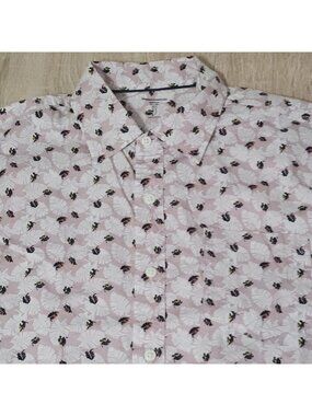 Essentials Mens Size M Regular Fit Pink Leaf Button Up Shirt New